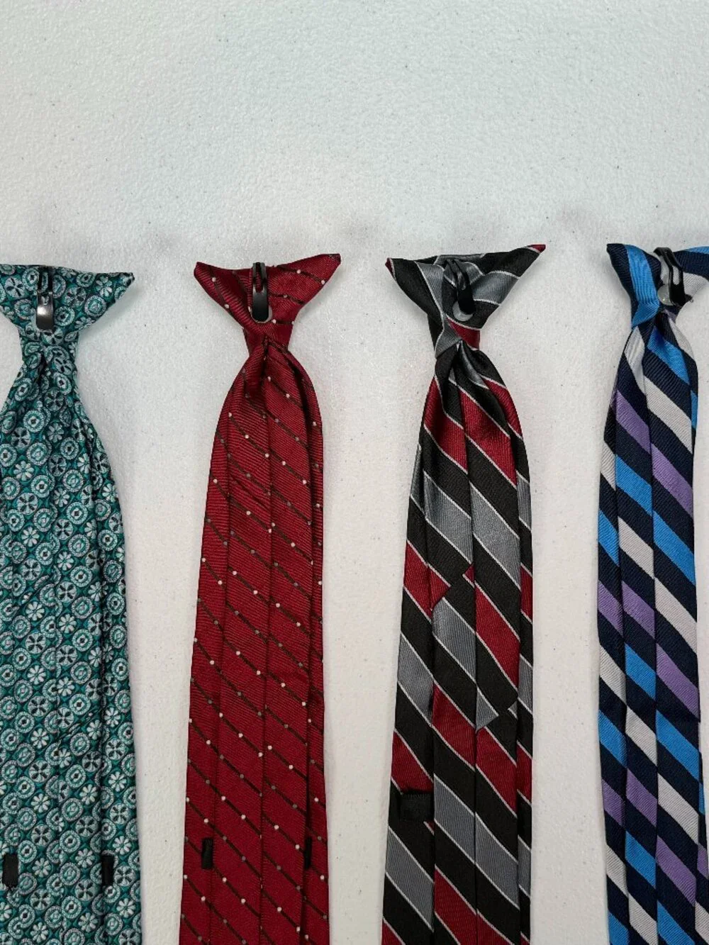 Lot of 4 Boys / Youth Clip-On Neckties – Assorted Colors & Patterns